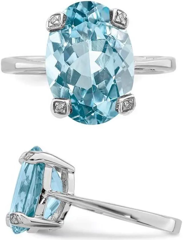 Alt view image 4 of 4 - Large 6.65 Carat (ctw) Blue Topaz Ring in Sterling Silver