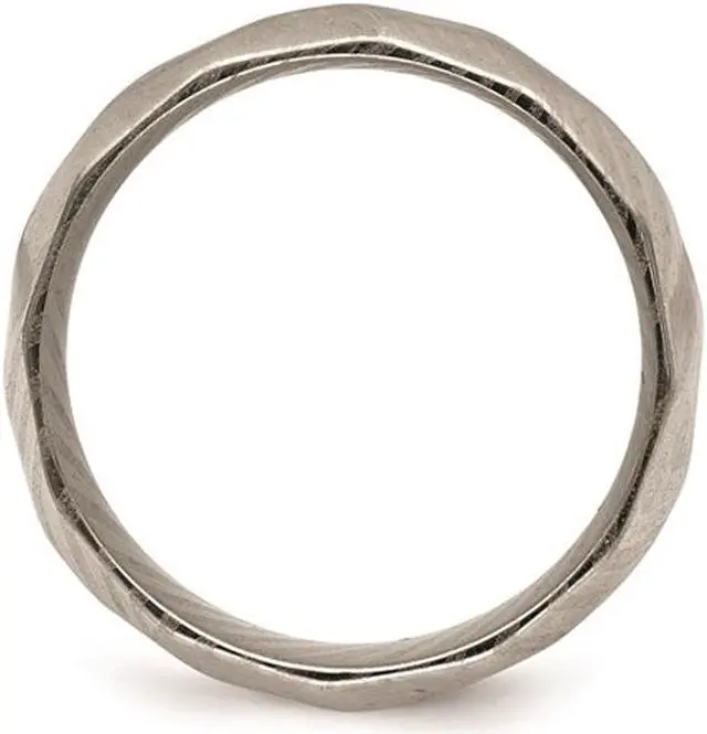 Alt view image 3 of 4 - Damascus Steel 7mm Faceted Polished Band Ring