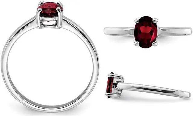 Alt view image 3 of 4 - 1.90 Carat (ctw) Oval-Cut Red Garnet Ring in Sterling Silver