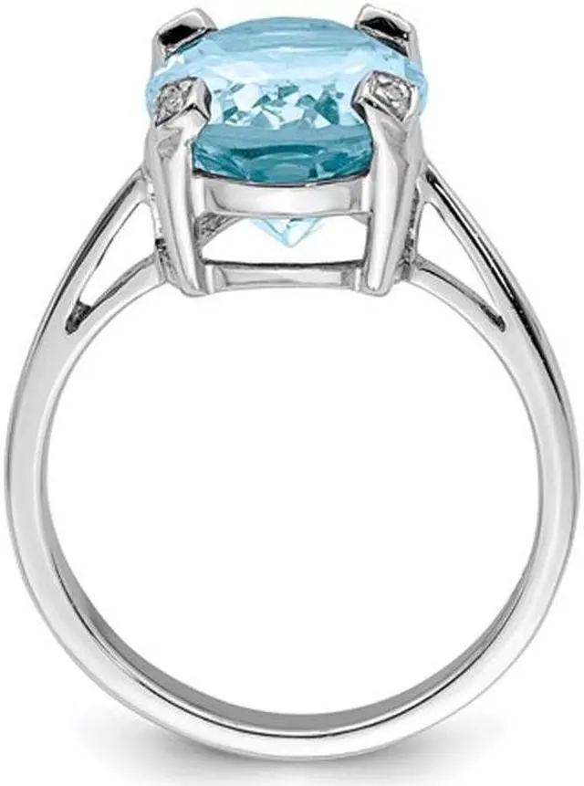 Alt view image 2 of 4 - Large 6.65 Carat (ctw) Blue Topaz Ring in Sterling Silver
