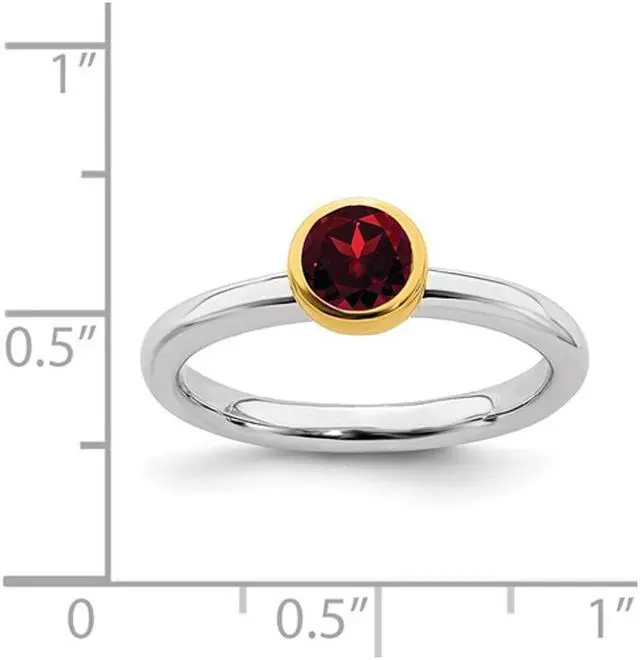 Alt view image 2 of 4 - 3/5 Carat (ctw) Solitaire Garnet Ring in Sterling Silver with Yellow Accent