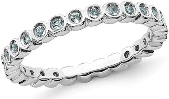 Main image of Aquamarine Ring Band 1/3 Carat (ctw) in Sterling Silver