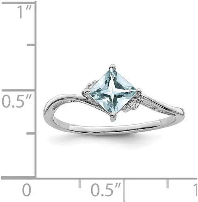 Alt view image 2 of 4 - 1/2 Carat (ctw) Princess-Cut Aquamarine Ring in Sterling Silver