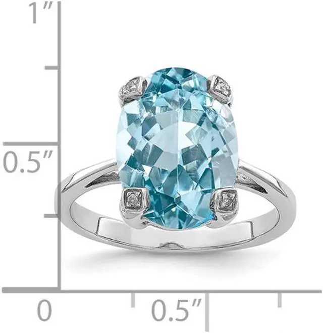 Alt view image 3 of 4 - Large 6.65 Carat (ctw) Blue Topaz Ring in Sterling Silver