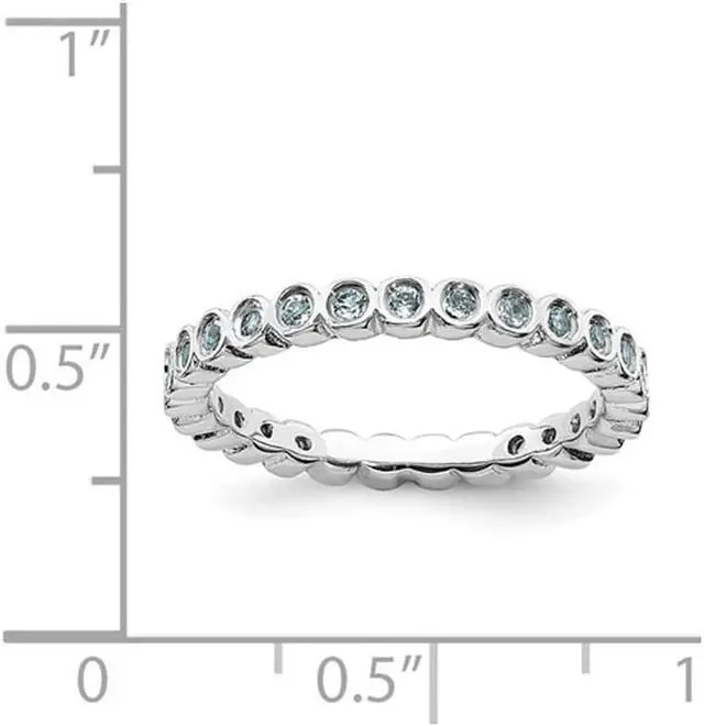 Alt view image 3 of 4 - Aquamarine Ring Band 1/3 Carat (ctw) in Sterling Silver