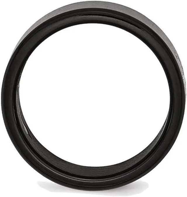 Alt view image 5 of 5 - Men's Black Plated Stainless Steel 9mm Brushed Cross Wedding Band Ring