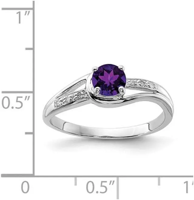 Alt view image 2 of 4 - 1/3 Carat (ctw) Amethyst Ring in Sterling Silver with Diamond Accent