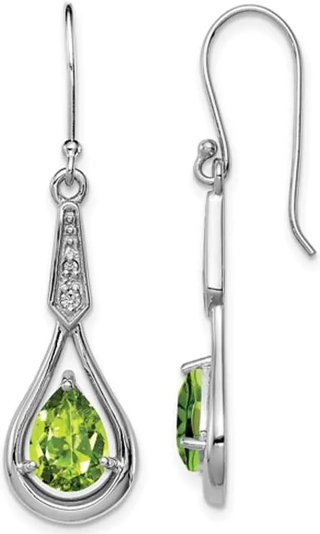 Alt view image 3 of 6 - 2.00 Carat (ctw) Peridot Dangle Drop Earrings in Sterling Silver