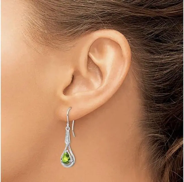 Alt view image 5 of 6 - 2.00 Carat (ctw) Peridot Dangle Drop Earrings in Sterling Silver