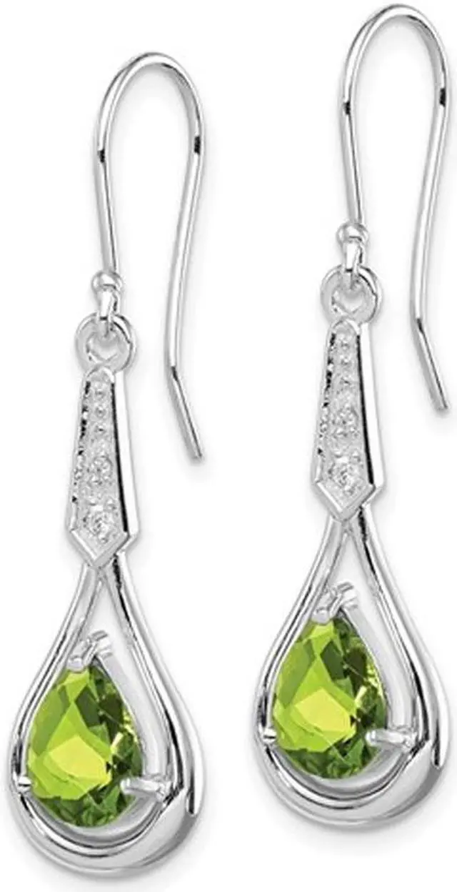 Alt view image 6 of 6 - 2.00 Carat (ctw) Peridot Dangle Drop Earrings in Sterling Silver