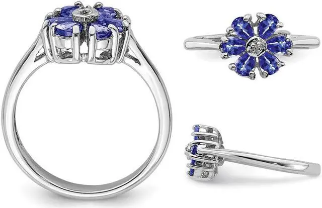 Alt view image 2 of 4 - Flower Tanzanite Ring 4/5 Carat (ctw) in Sterling Silver