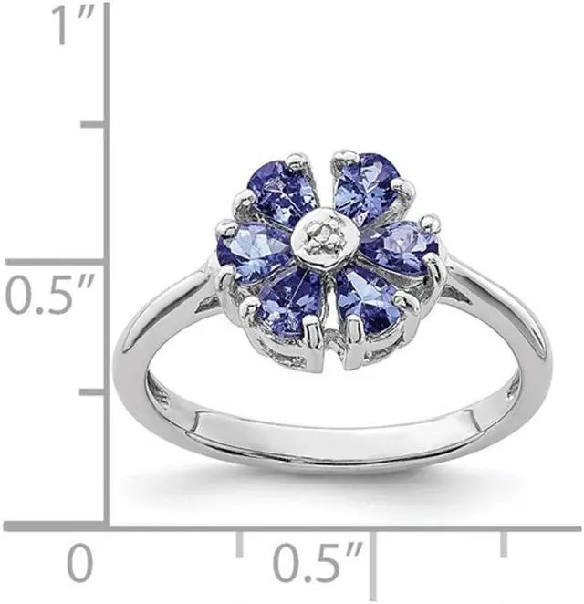 Alt view image 3 of 4 - Flower Tanzanite Ring 4/5 Carat (ctw) in Sterling Silver