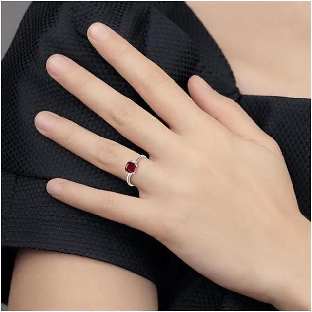 Alt view image 3 of 4 - 1.25 Carat (ctw) Lab Created Solitaire Ruby Ring in Sterling Silver