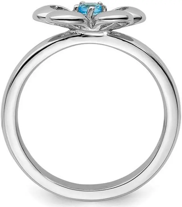 Alt view image 4 of 5 - 1/10 Carat (ctw) Blue Topaz Flower Ring in Sterling Silver