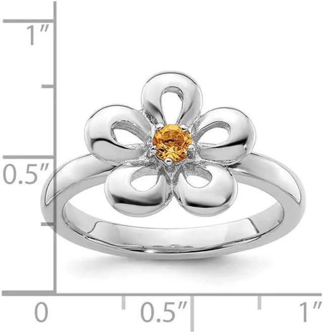 Alt view image 6 of 9 - 1/10 Carat (ctw) Citrine Flower Ring in Sterling Silver