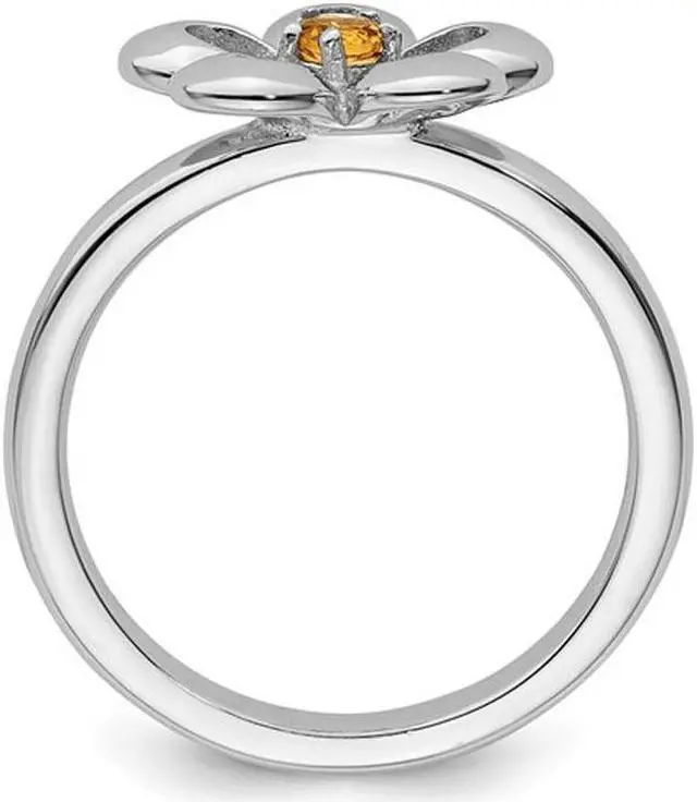 Alt view image 8 of 9 - 1/10 Carat (ctw) Citrine Flower Ring in Sterling Silver