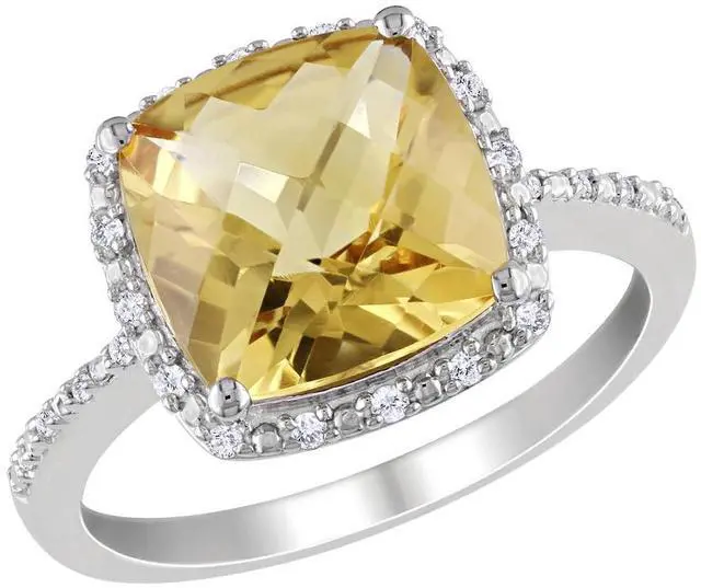 Main image of Citrine and Diamond 4.10 Carat (ctw) Halo Ring in Sterling Silver