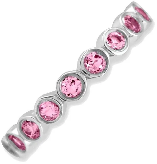 Alt view image 3 of 5 - 7/8 Carat (ctw) Pink Tourmaline Ring Band in Sterling Silver