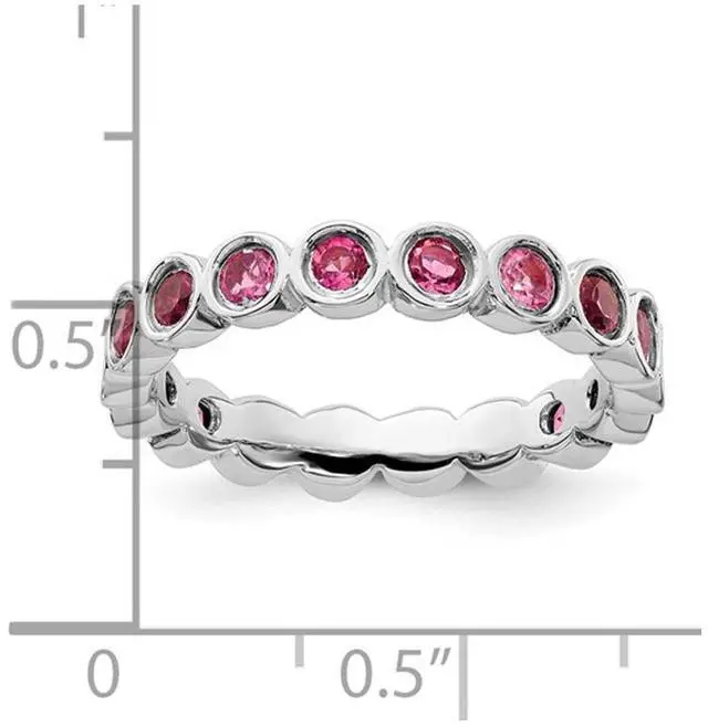 Alt view image 5 of 5 - 7/8 Carat (ctw) Pink Tourmaline Ring Band in Sterling Silver