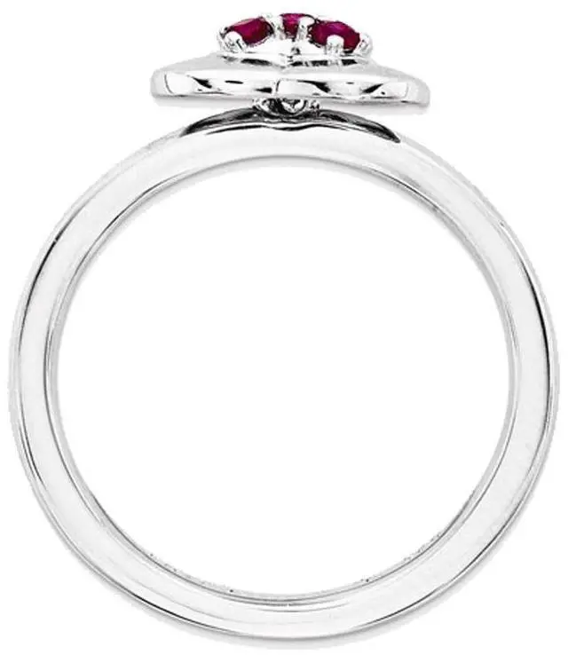 Alt view image 2 of 4 - Synthetic Lab Created Ruby Heart Promise Ring in Sterling Silver 1/4 Carat (ctw)