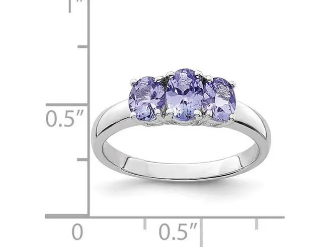 Alt view image 2 of 4 - 1.15 Carat (ctw) Three Stone Tanzanite Ring in Sterling Silver