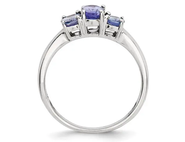 Alt view image 3 of 4 - 1.15 Carat (ctw) Three Stone Tanzanite Ring in Sterling Silver