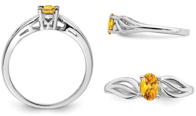 Alt view image 3 of 4 - Oval Cut Citrine Ring 2/5 Carat (ctw) in Sterling Silver