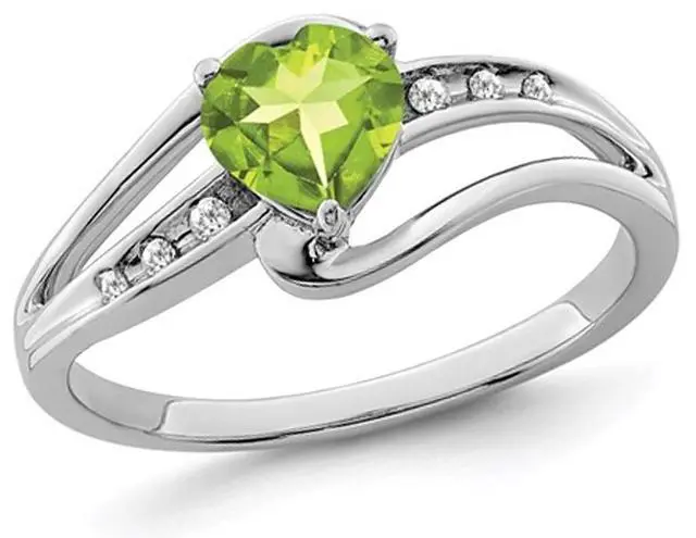 Main image of Natural Peridot 91/10 Carat (ctw) Heart Promise Ring in Sterling Silver