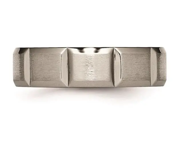 Alt view image 2 of 5 - Mens Titanium Grooved 6mm Wedding Band Ring