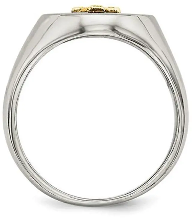Alt view image 4 of 5 - Mens Stainless Steel Ring with 10K Gold Cross