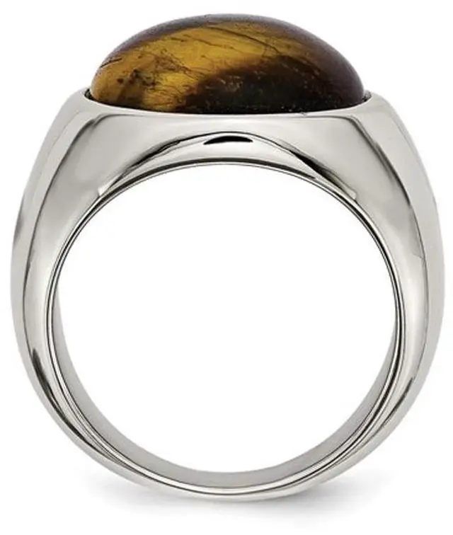 Alt view image 2 of 4 - Mens Tigers Eye Ring in Stainless Steel