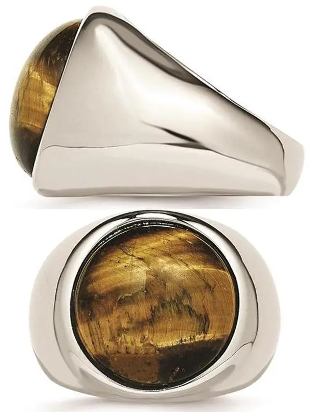 Alt view image 3 of 4 - Mens Tigers Eye Ring in Stainless Steel
