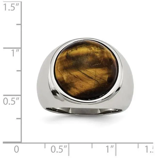 Alt view image 4 of 4 - Mens Tigers Eye Ring in Stainless Steel