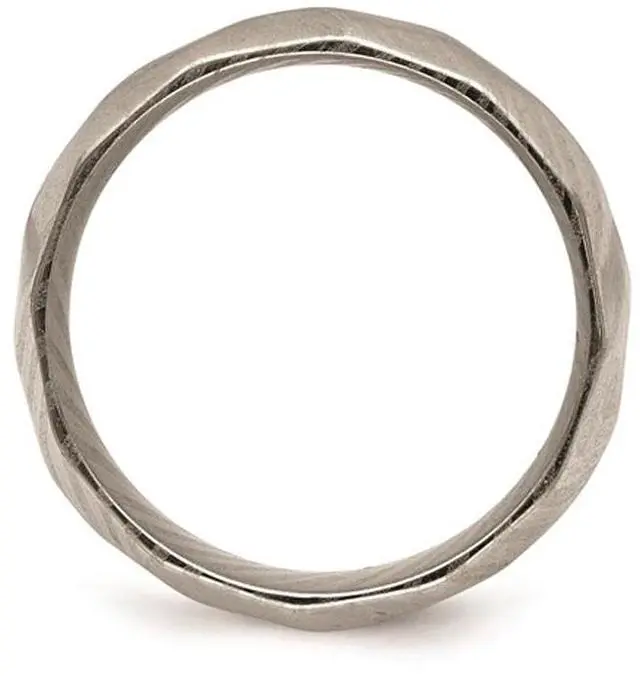 Alt view image 3 of 4 - Damascus Steel 7mm Faceted Polished Band Ring