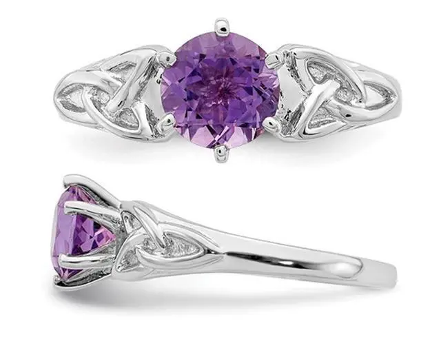 Alt view image 2 of 4 - 1.00 Carat (ctw) Amethyst Celtic Trinity Ring in Sterling Silver