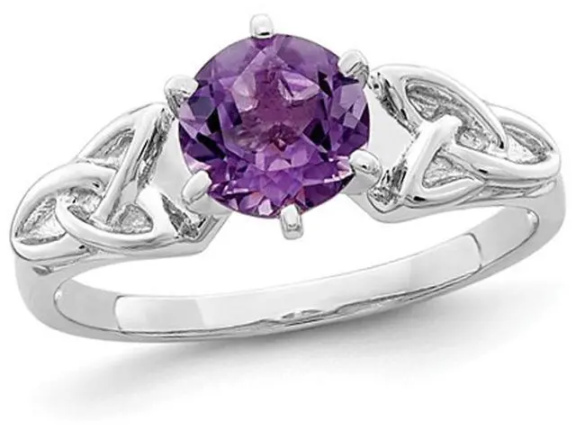 Main image of 1.00 Carat (ctw) Amethyst Celtic Trinity Ring in Sterling Silver