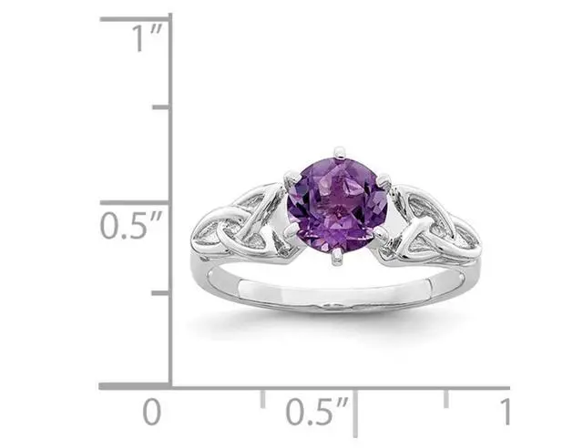 Alt view image 3 of 4 - 1.00 Carat (ctw) Amethyst Celtic Trinity Ring in Sterling Silver