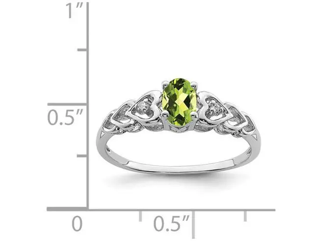 Alt view image 2 of 5 - 3/5 Carat (ctw) Oval Cut Peridot Heart Promise Ring in Sterling Silver