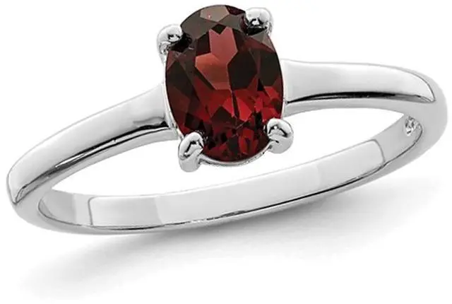 Main image of 1.90 Carat (ctw) Oval-Cut Red Garnet Ring in Sterling Silver