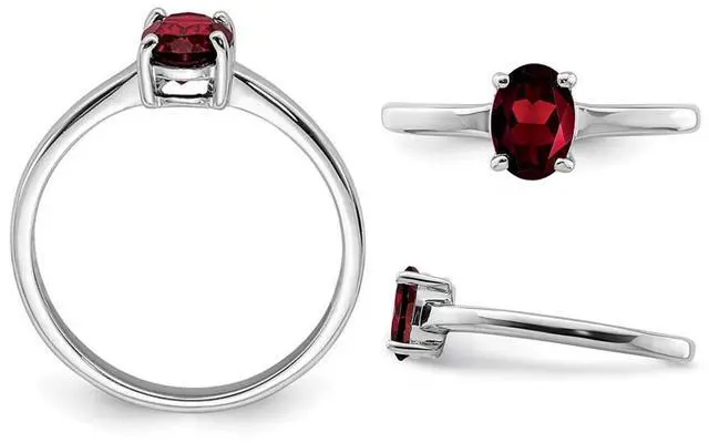 Alt view image 3 of 4 - 1.90 Carat (ctw) Oval-Cut Red Garnet Ring in Sterling Silver