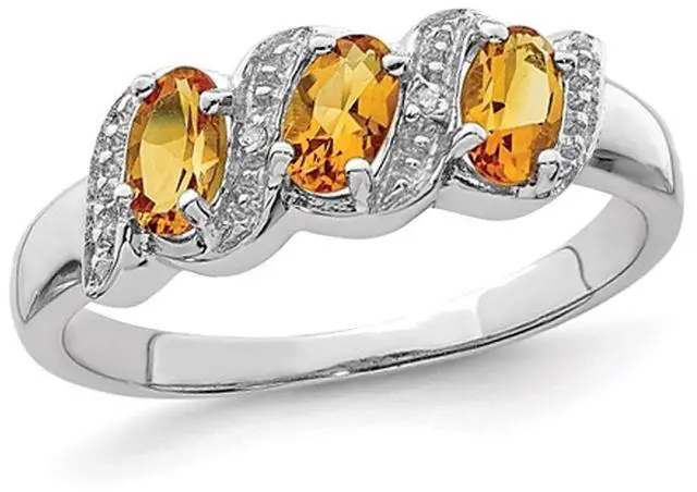 Main image of 1/2 Carat Three Stone Citrine Ring in Sterling Silver