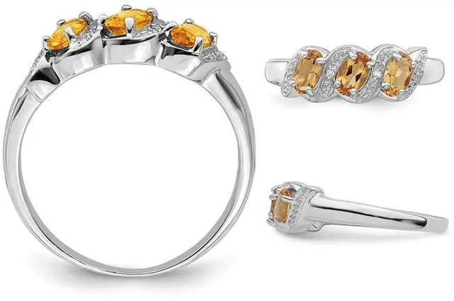 Alt view image 3 of 4 - 1/2 Carat Three Stone Citrine Ring in Sterling Silver