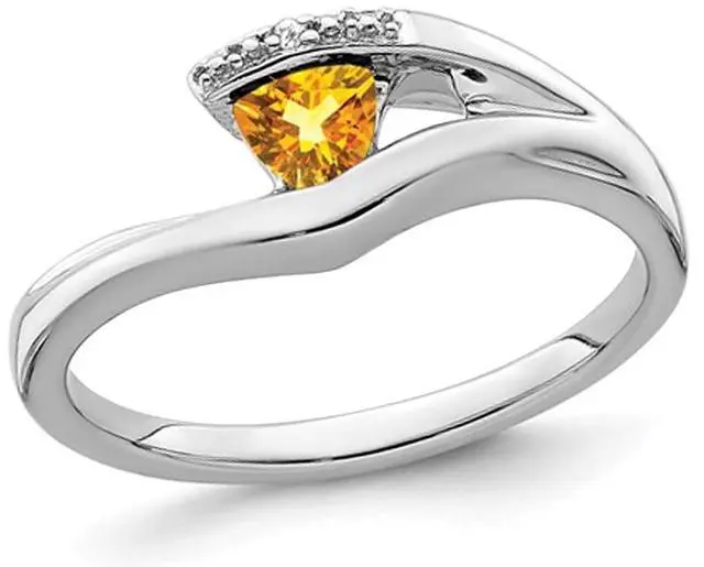Main image of 1/4 Carat (ctw) Solitaire Trillion Citrine Ring in 14K White Gold