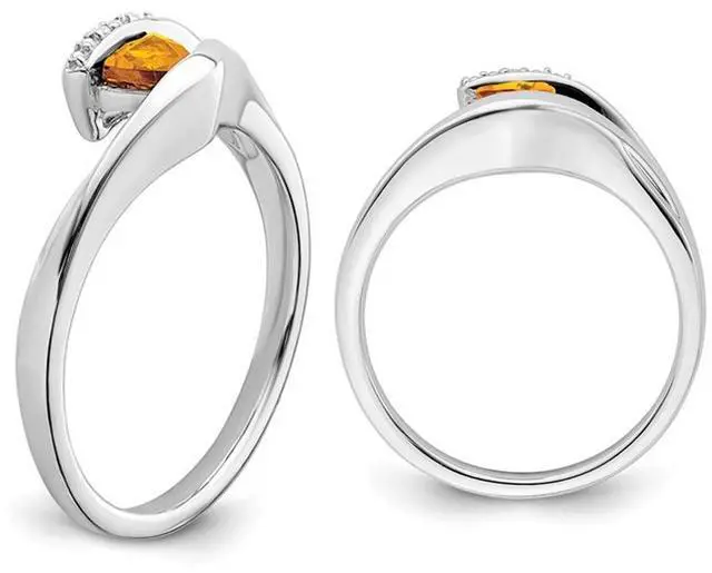 Alt view image 2 of 5 - 1/4 Carat (ctw) Solitaire Trillion Citrine Ring in 14K White Gold