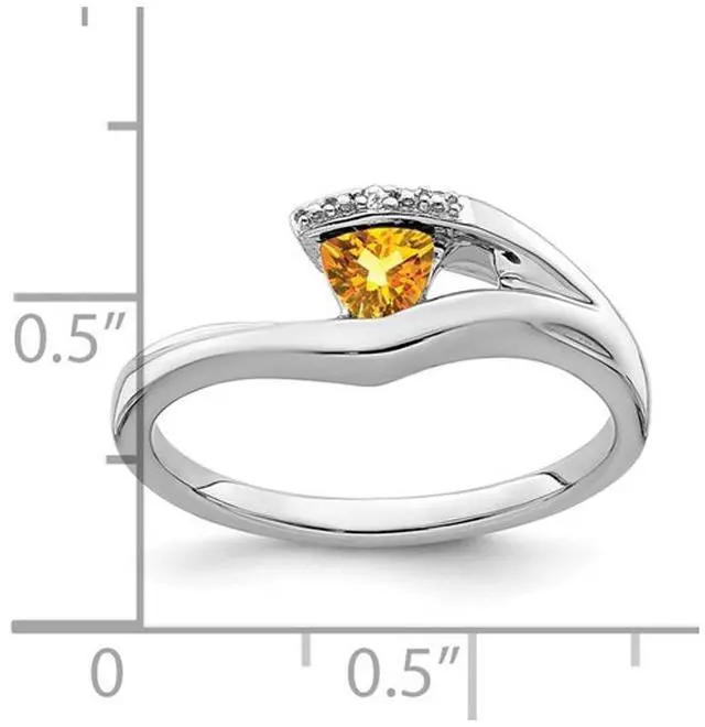Alt view image 3 of 5 - 1/4 Carat (ctw) Solitaire Trillion Citrine Ring in 14K White Gold