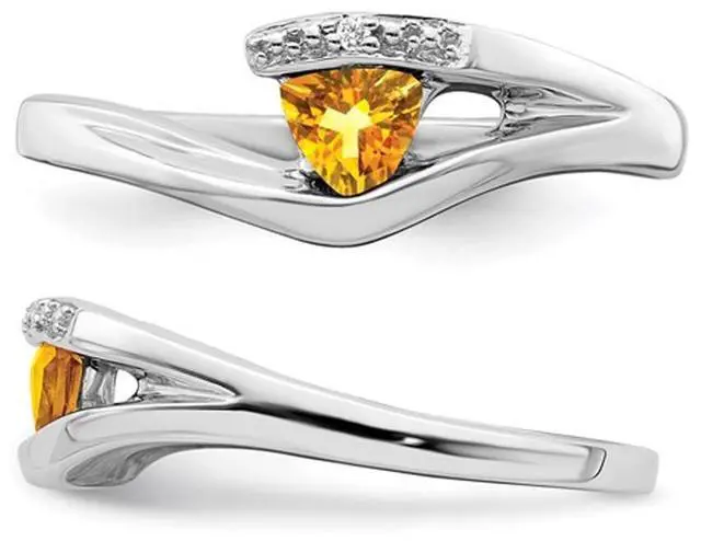 Alt view image 4 of 5 - 1/4 Carat (ctw) Solitaire Trillion Citrine Ring in 14K White Gold