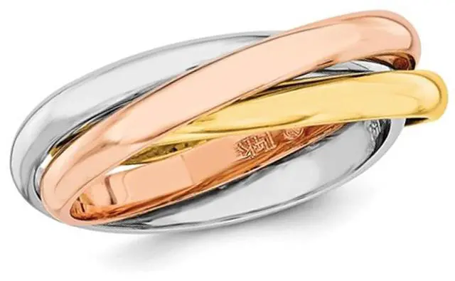 Main image of Ladies Tri-Color Yellow, Pink and White Interlocking 14K Gold Ring