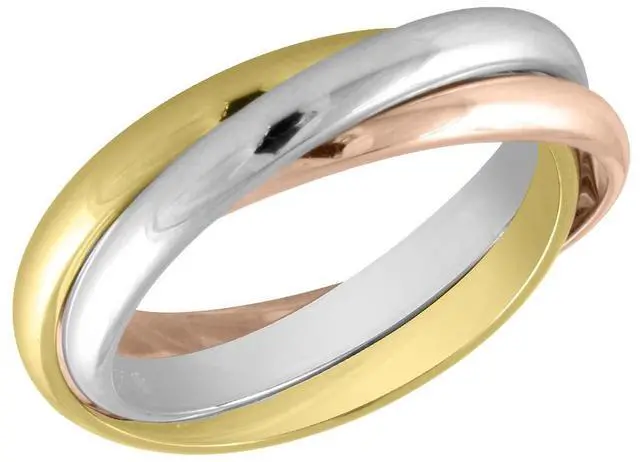 Alt view image 2 of 5 - Ladies Tri-Color Yellow, Pink and White Interlocking 14K Gold Ring