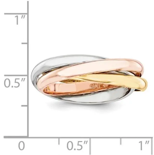 Alt view image 3 of 5 - Ladies Tri-Color Yellow, Pink and White Interlocking 14K Gold Ring