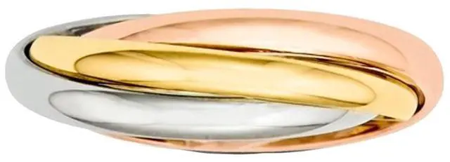 Alt view image 4 of 5 - Ladies Tri-Color Yellow, Pink and White Interlocking 14K Gold Ring